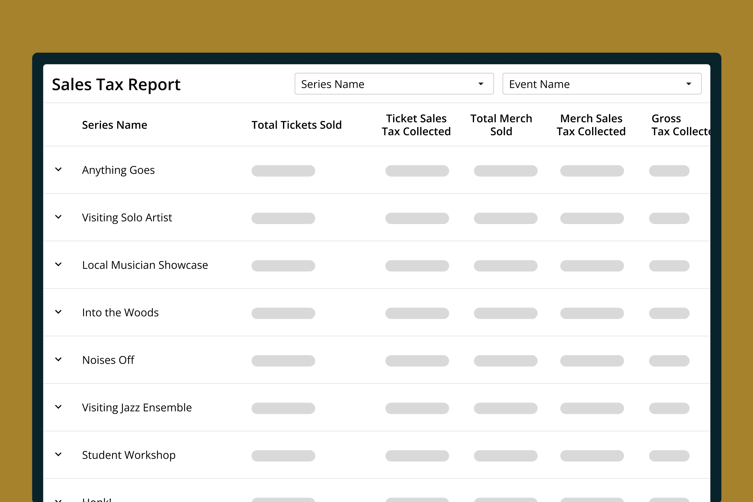 A sales tax report in On The Stage