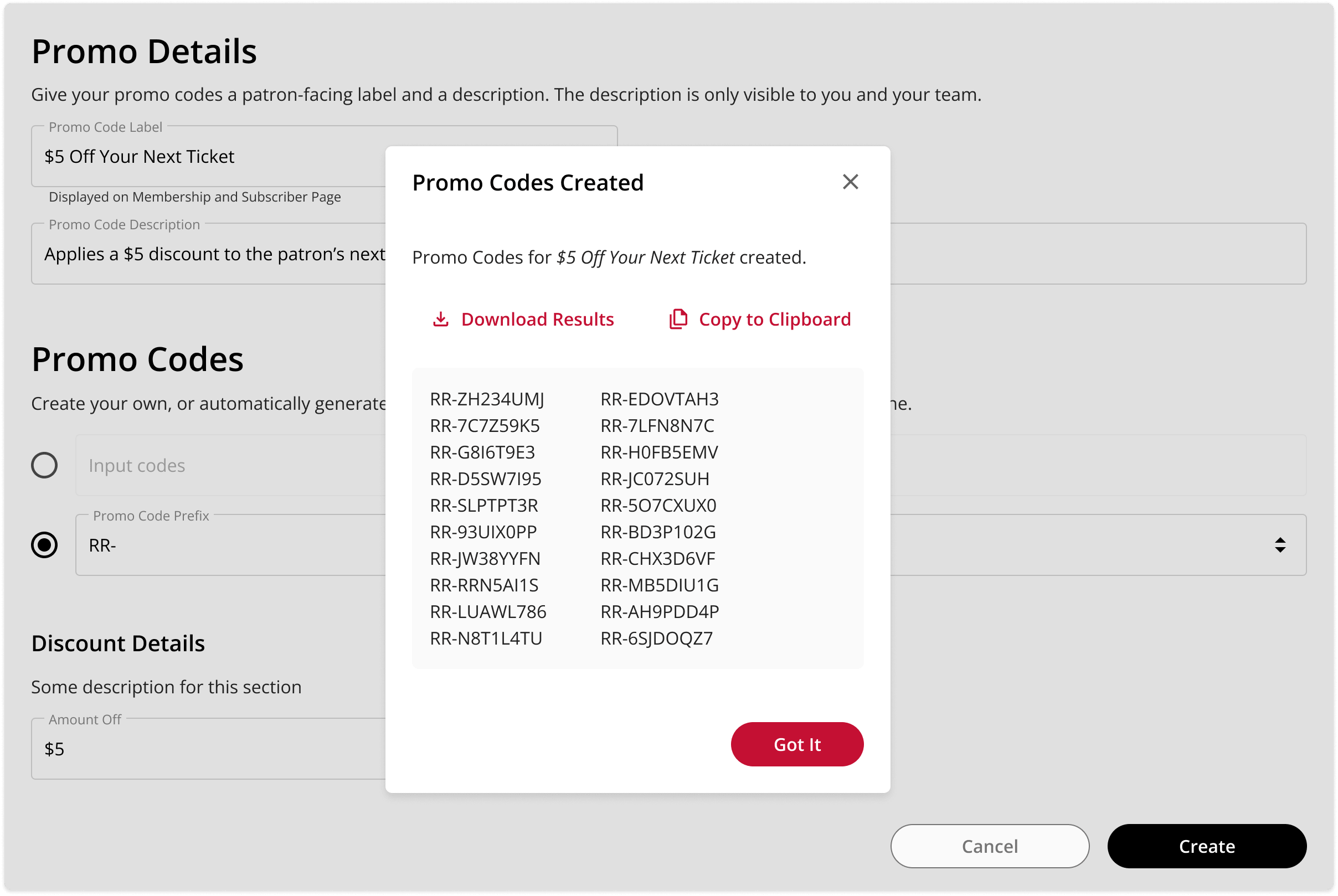 Generating multiple promo codes at once in On The Stage