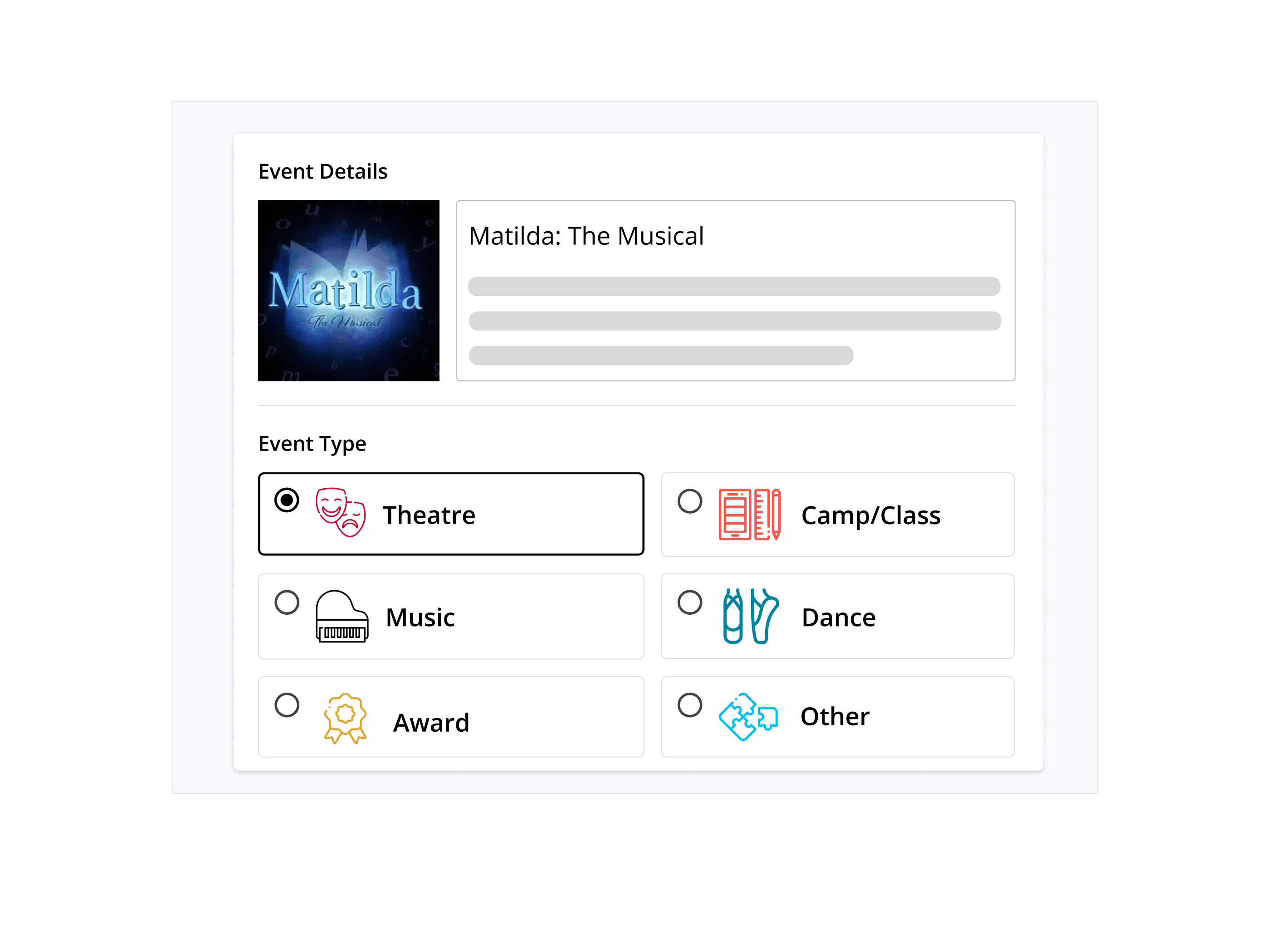 Creating an event in On The Stage